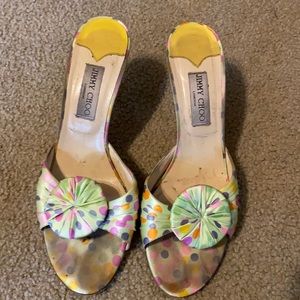 Silk polka dot Jimmy Choo mules